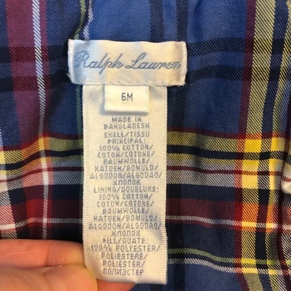 Ralph Lauren Blue Hooded Jacket w/ plaid lining
